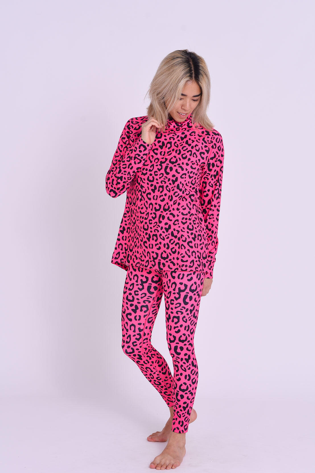 Koszulka termoaktywna Hotel California Pink Leopard damska, wysoki dekolt 6/7