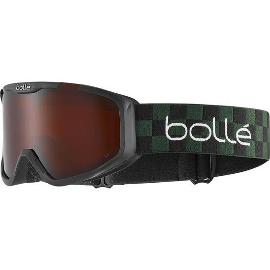 Masque de ski ROCKET Green Checkerboard Matte - Rosy Bronze cat 3
