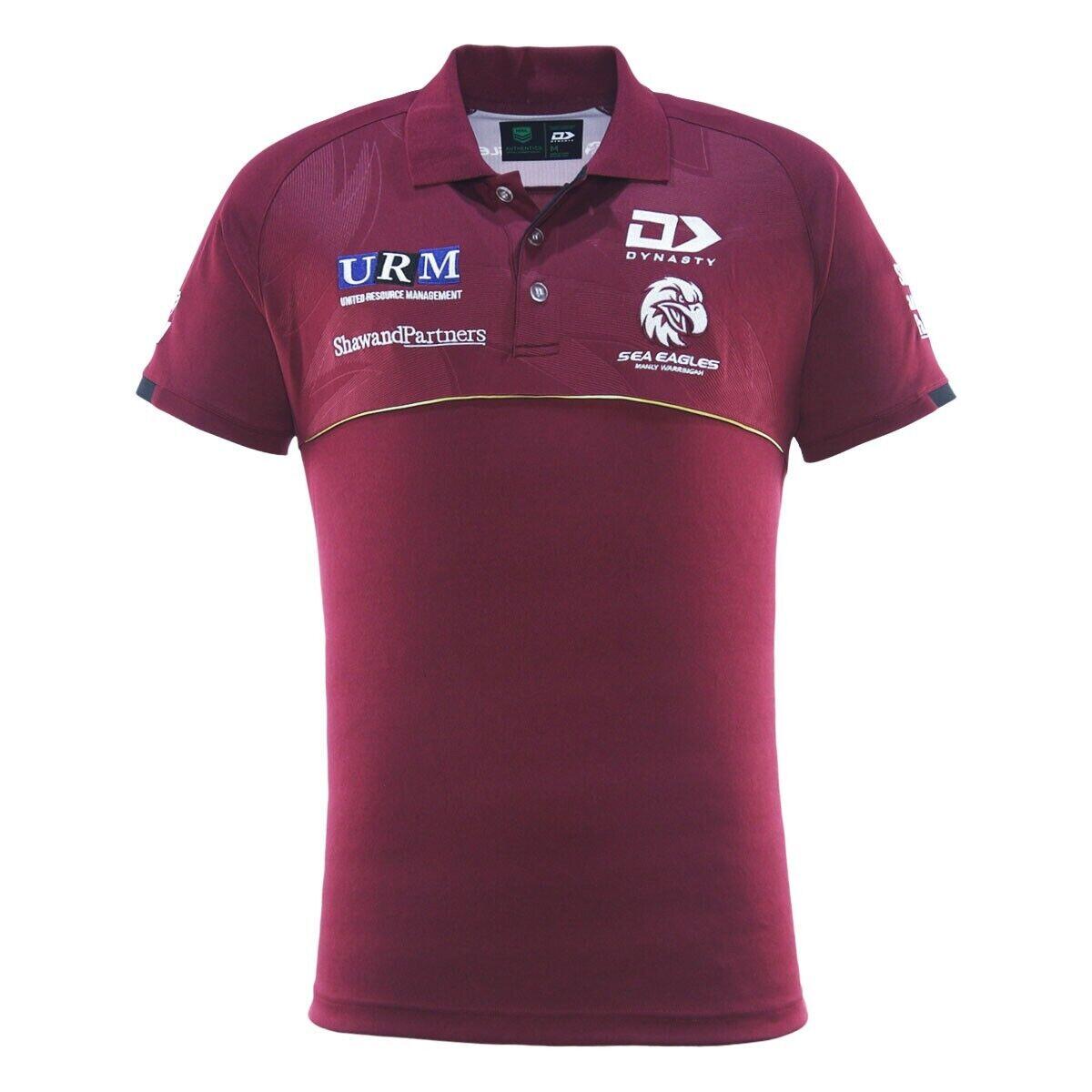 NRL 2025 Alt Media Polo Shirt - Manly Sea Eagles - Maroon - Adult - Mens