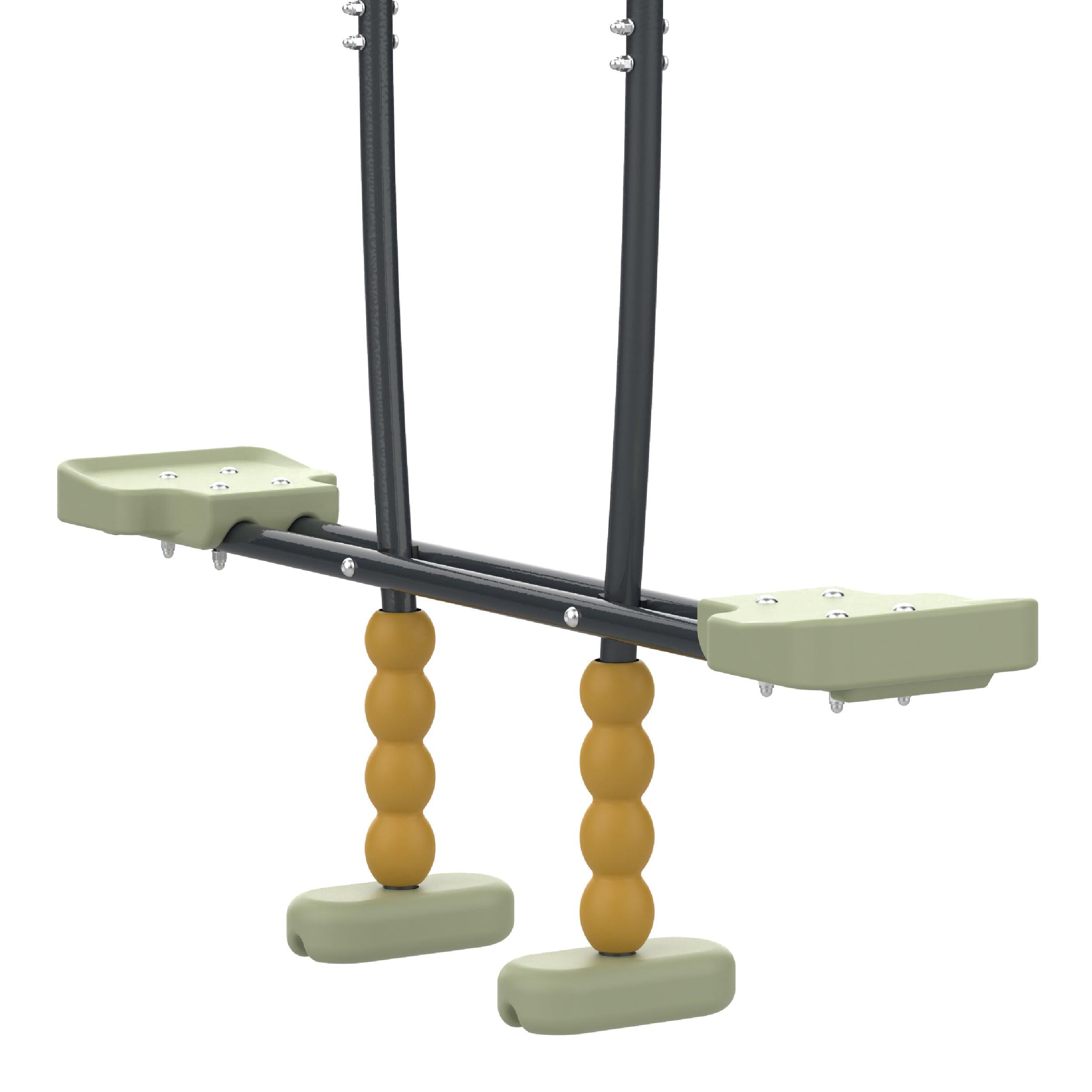 Station 2 balançoires et vis-à-vis AJONC bois H190cm 3/5