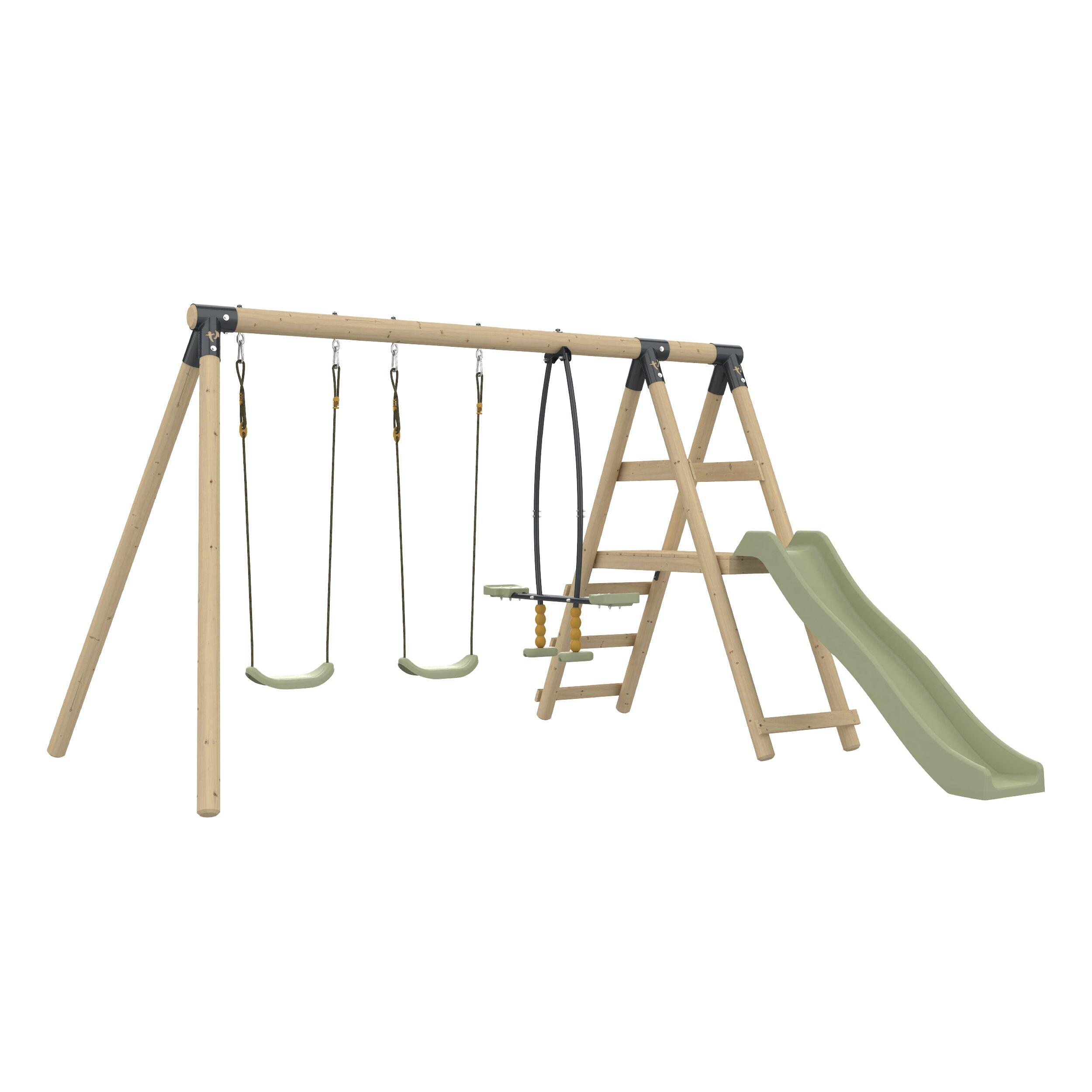 Station 2 balançoires et vis-à-vis ARRUCAT bois H190cm 1/5