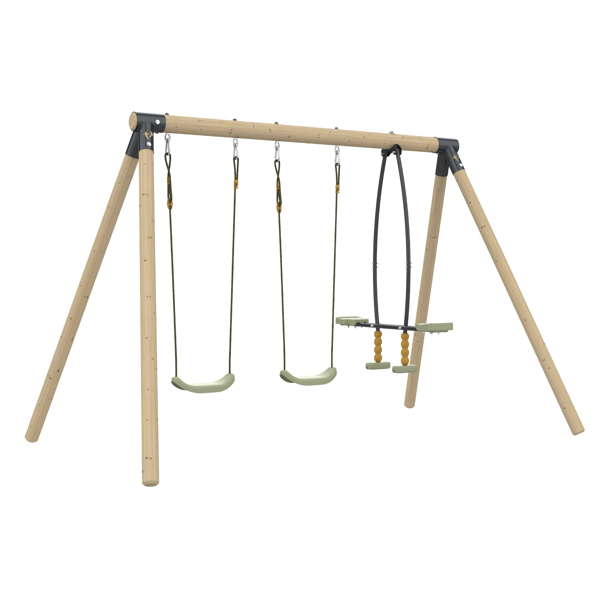 Portique 2 balançoires et vis-à-vis ANÉMONE bois H190cm 1/5