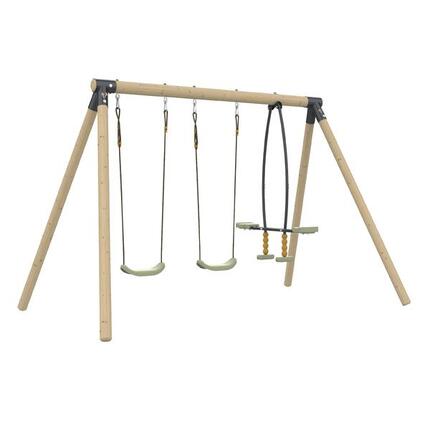 Portique 2 balançoires et vis-à-vis ANÉMONE bois H190cm