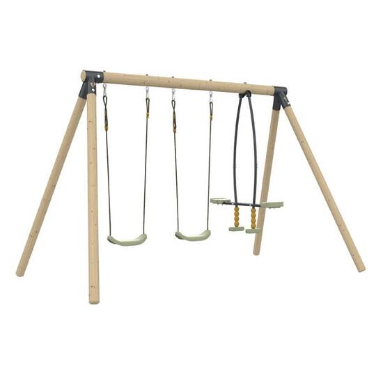 Portique 2 balançoires et vis-à-vis ANÉMONE bois H190cm