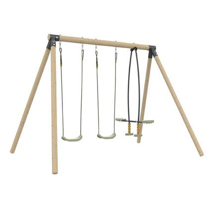 Portique 2 balançoires et vis-à-vis BARBICHE bois H224cm