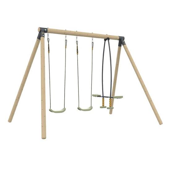 Portique 2 balançoires et vis-à-vis BARBICHE bois H224cm