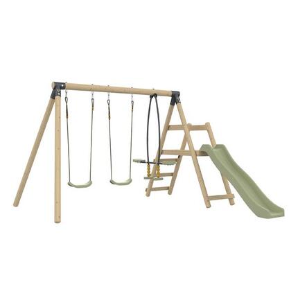 Station 2 balançoires et vis-à-vis AJONC bois H190cm