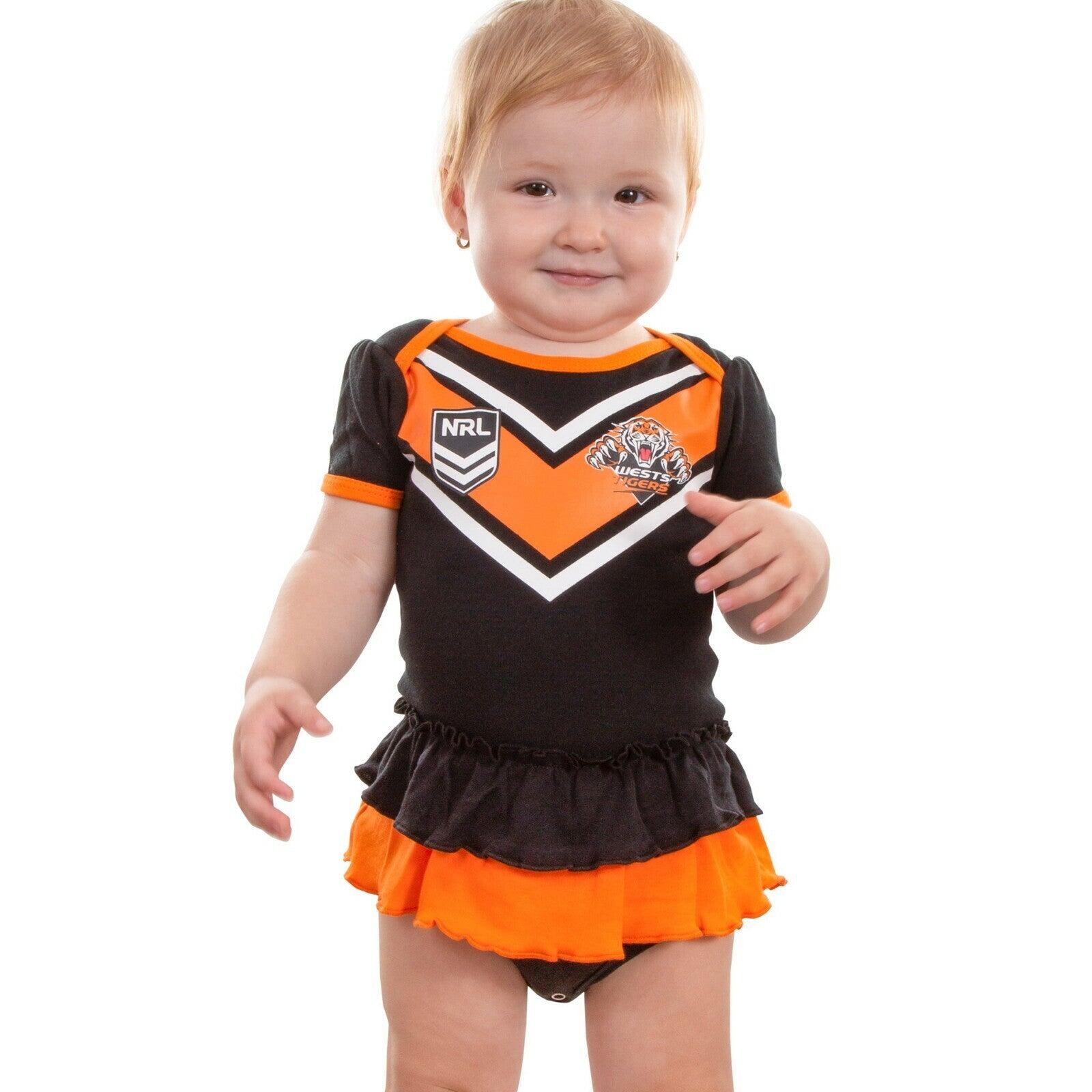 NRL Girls Tutu Footy Suit Body Suit - West Tigers - Baby Toddler Kids