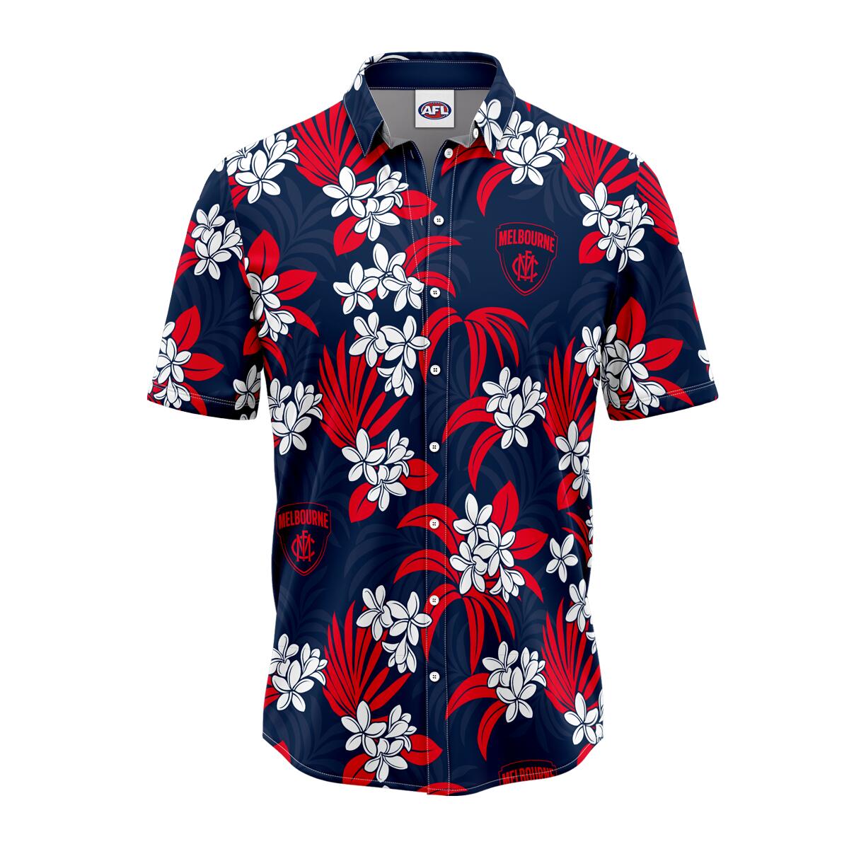 AFL 'Reef' Hawaiian Shirt - Melbourne Demons - Adult - Mens