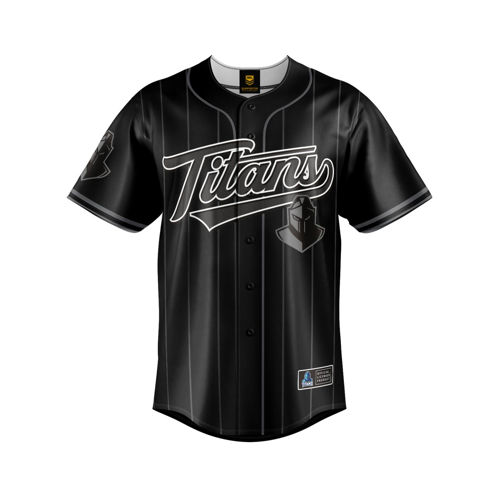 NRL Blackout Baseball Shirt - Gold Coast Titans - Adult - Mens - Polo