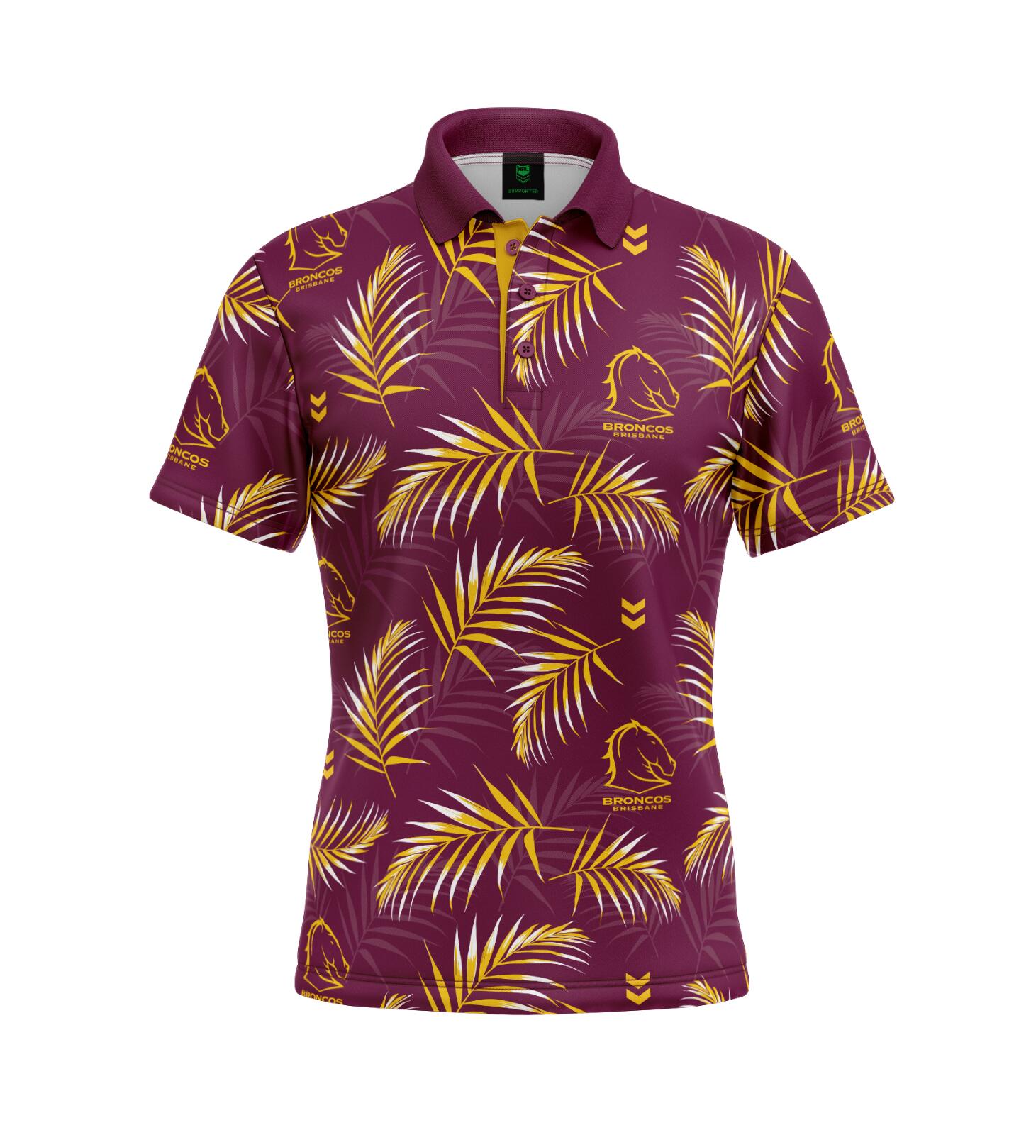 NRL 'Palm Beach' Golf Polo - Brisbane Broncos - Adult - Mens - Polo