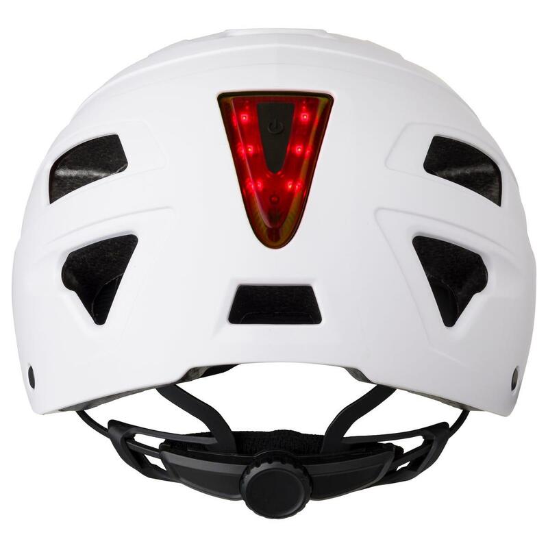 Cască de ciclism urban cu LED și cozoroc albă IV