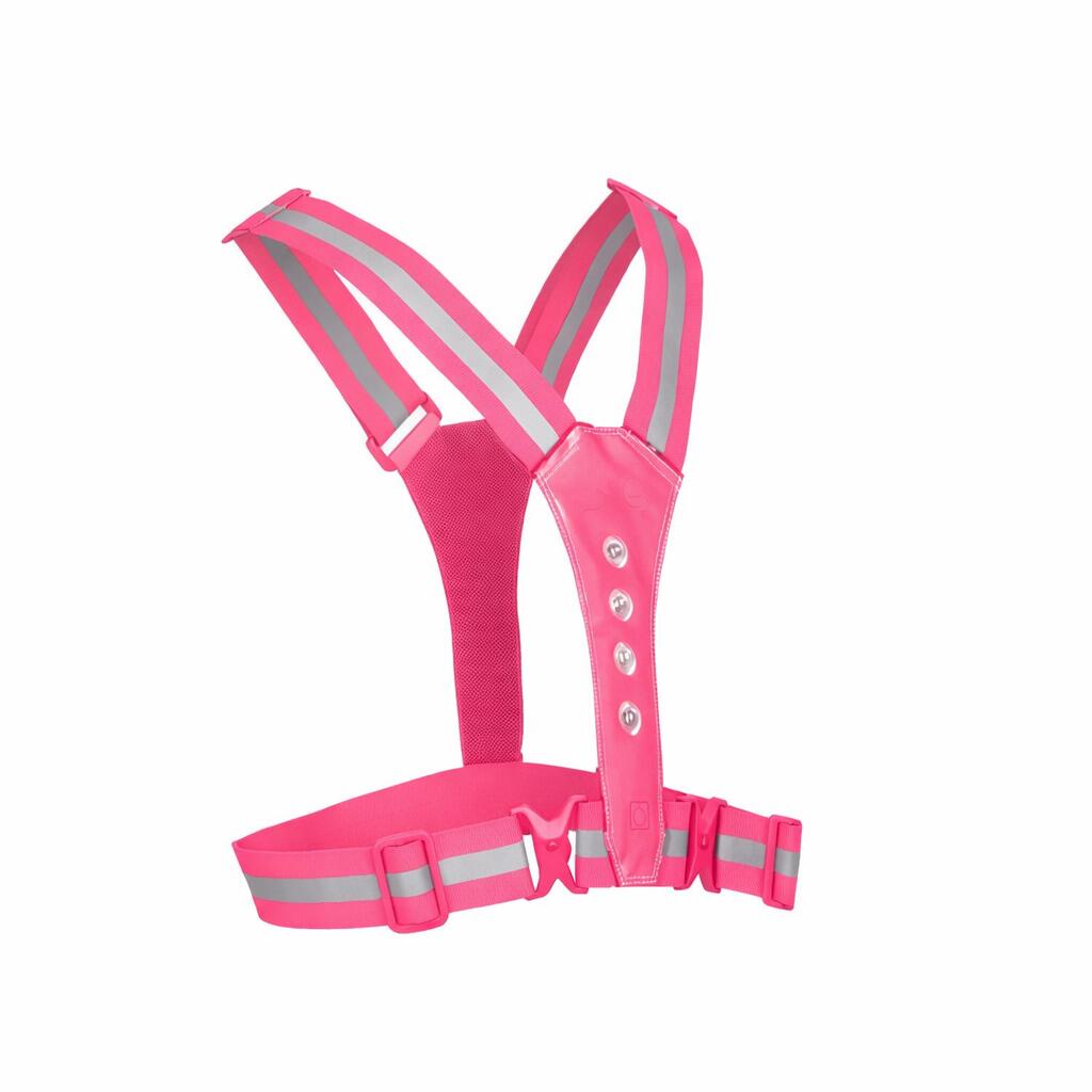 gilet de sécurité led haute visibilité 360° rose réfléchissant ipx6 3/4