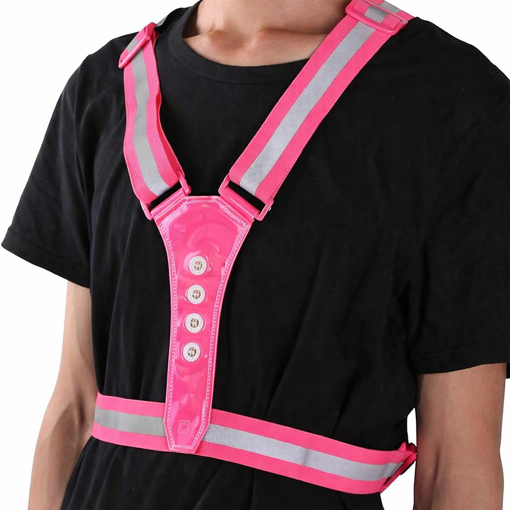 gilet de sécurité led haute visibilité 360° rose réfléchissant ipx6 2/4