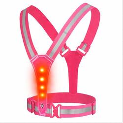 gilet de sécurité led haute visibilité 360° rose réfléchissant ipx6