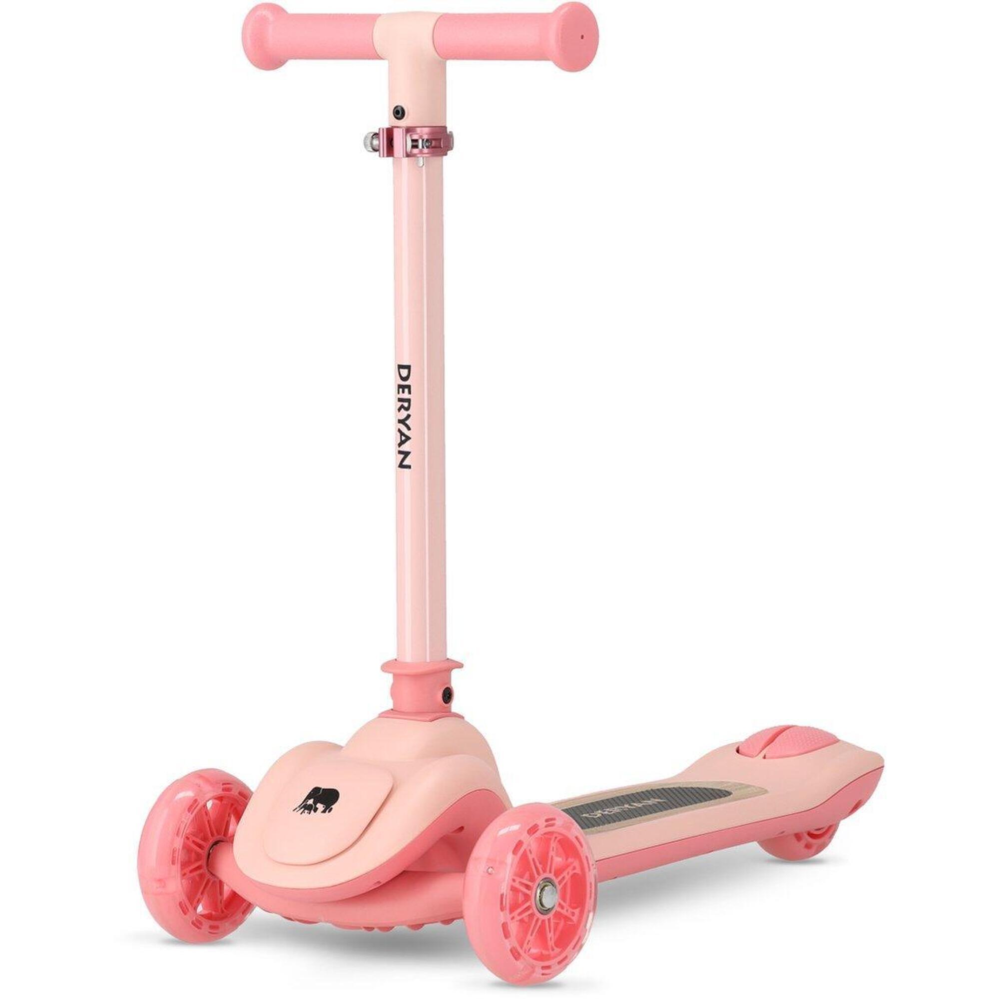 Deryan - Trottinette Enfant Harvey – Dès 3 Ans – Roues Led – Hauteur Réglable – Rose - Trottinette - Rose - Taille Unique - Decathlon