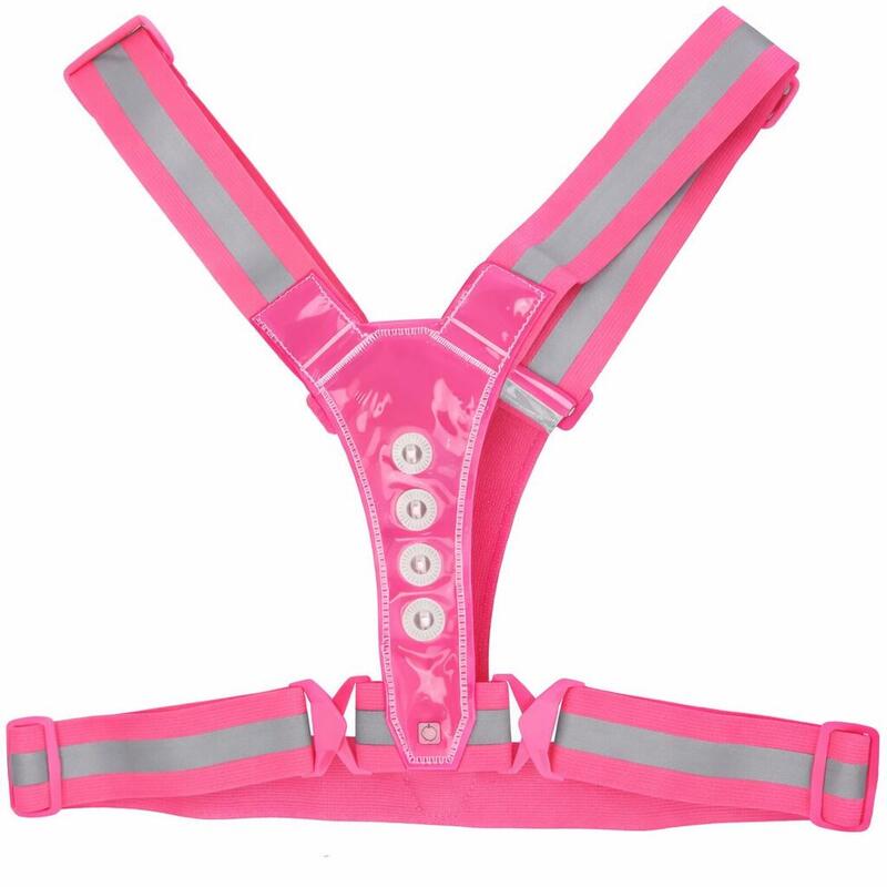 vestă de siguranță led vizibilitate mare 360° reflectorizant roz ipx6