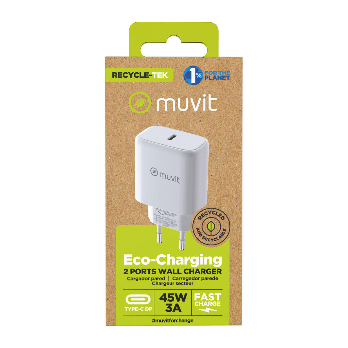 Cargador de Pared MUVIT SN-TC650AD1E45A Enchufe EU 2/5