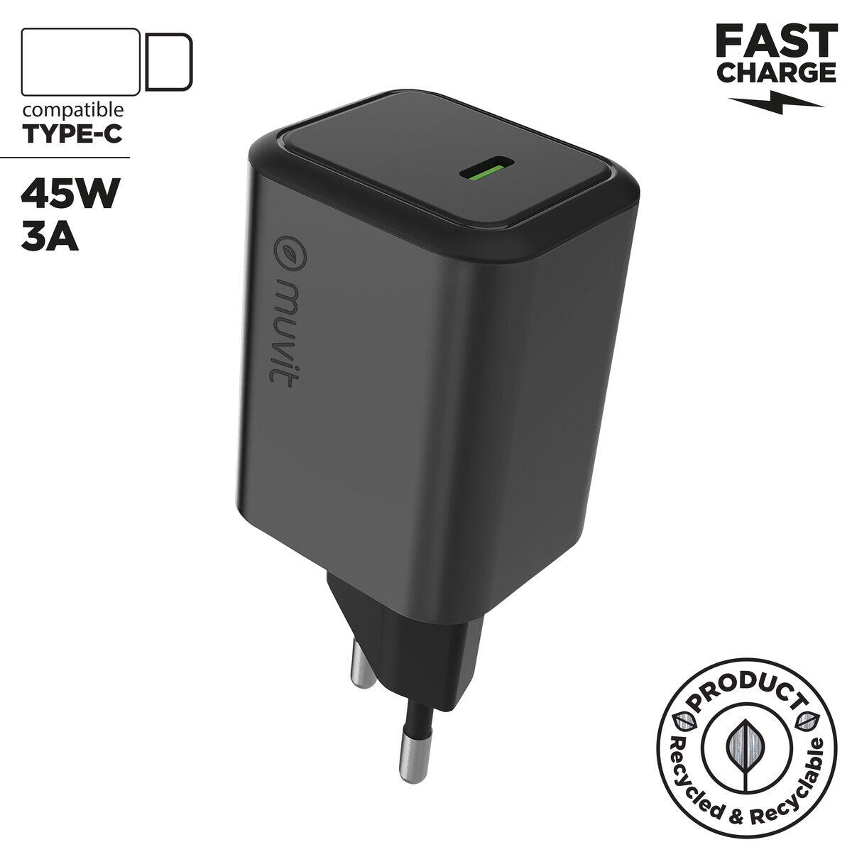 Cargador de Pared MUVIT WUEU66-45-C Enchufe EU 4/5