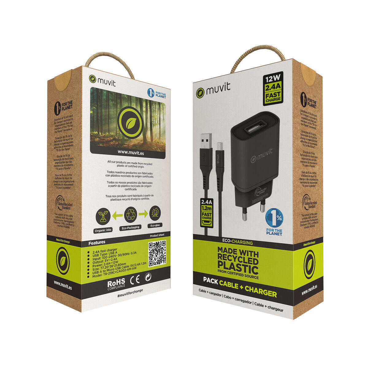 Carregador de Parede MUVIT FOR CHANGE MCPAK0068 Preto 3/5