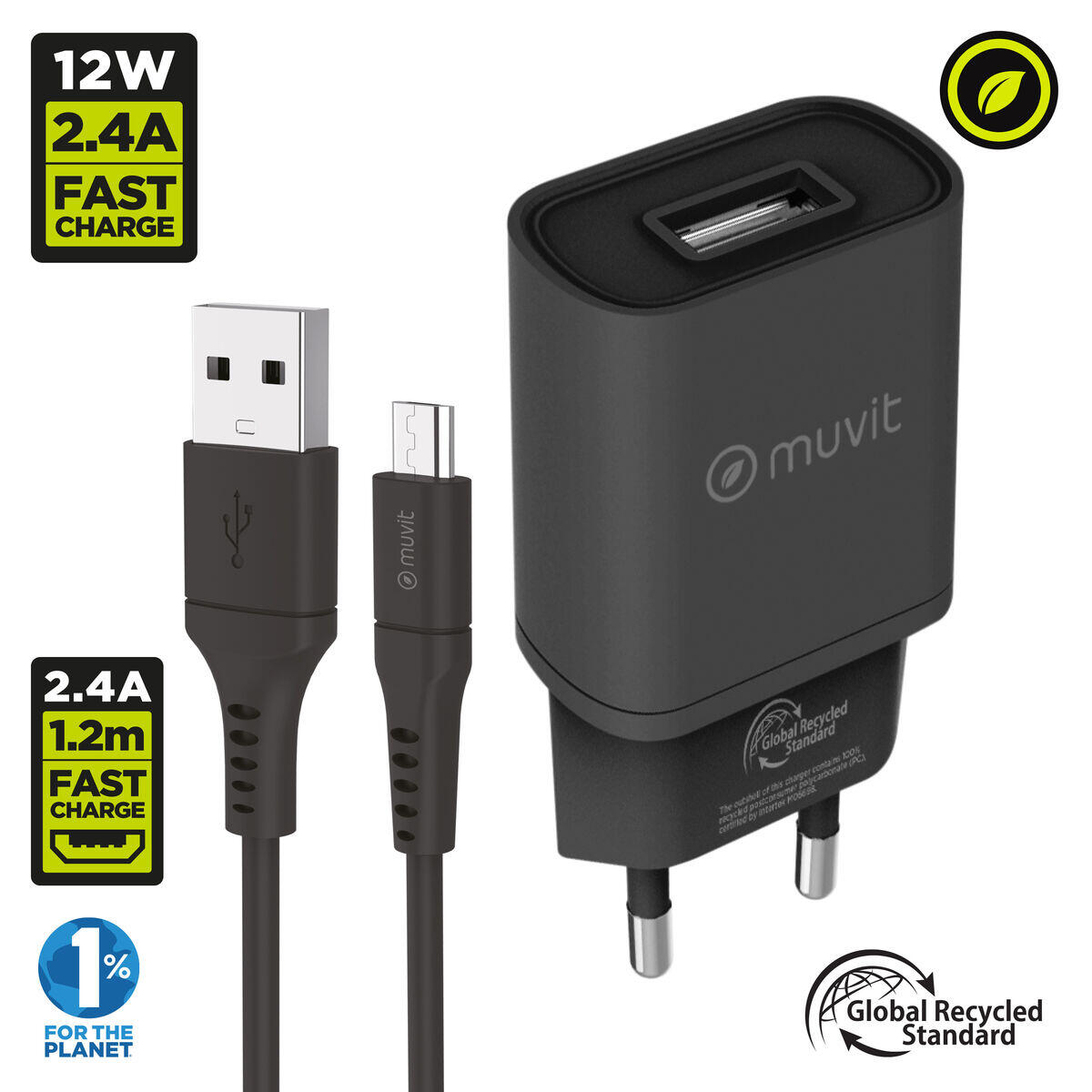 Carregador de Parede MUVIT FOR CHANGE MCPAK0068 Preto 2/5