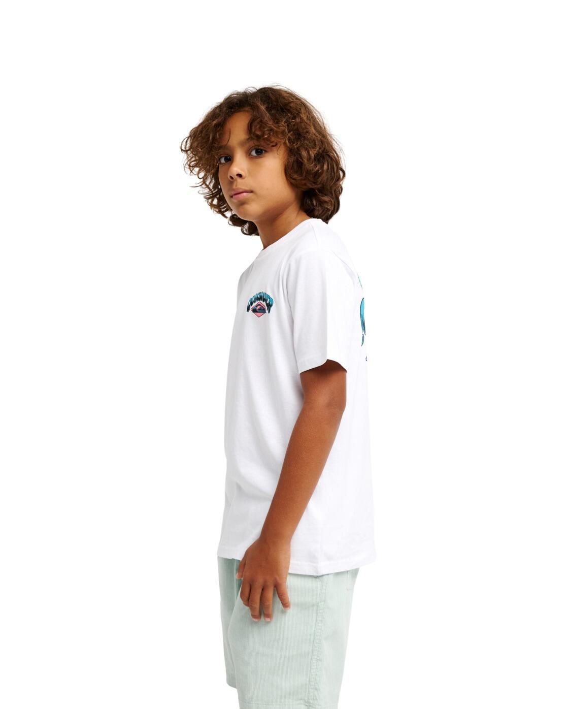 T-Shirt à manches courtes PALM HORIZON Blanc Garçon 3/4