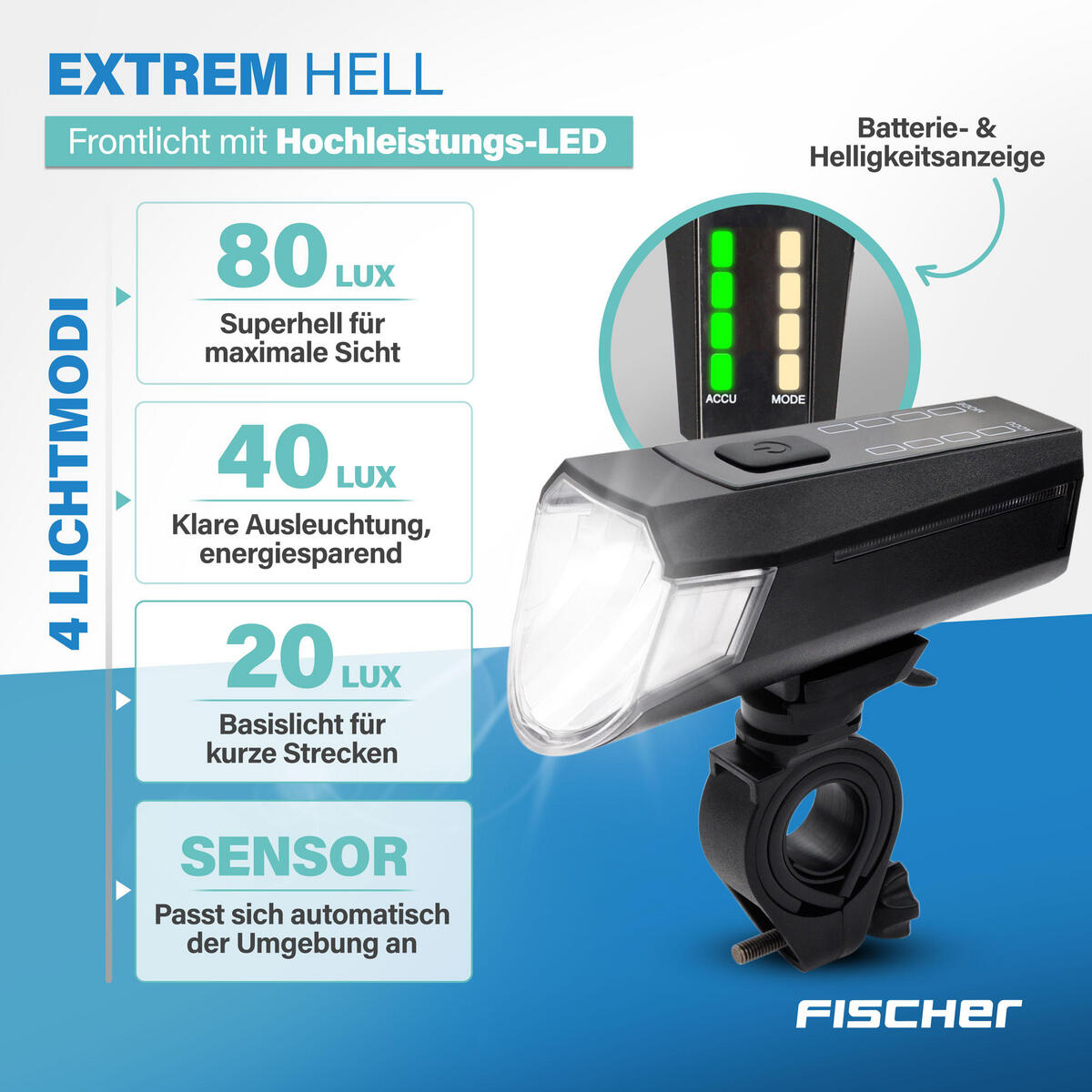 FISCHER Akku Beleuchtungsset TWIN 80/40/20 Sensor 2.0 3/7