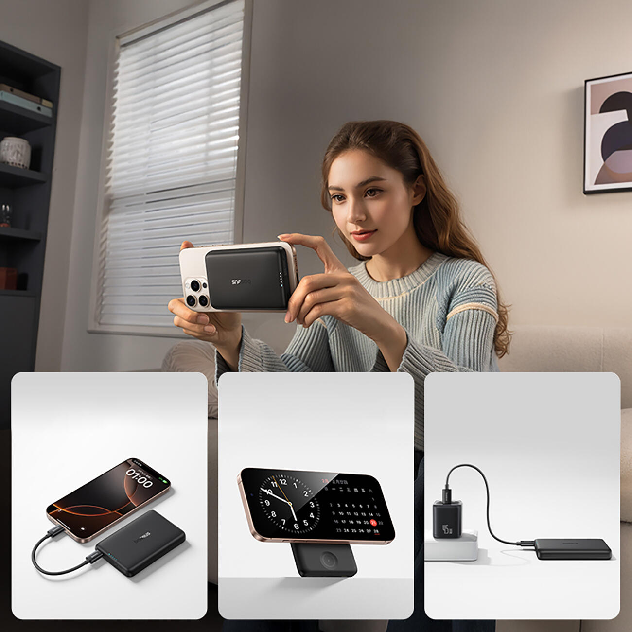 Powerbank indukcyjny Baseus 10000 mAh 27W do Apple Watch i Smartfona 3/7