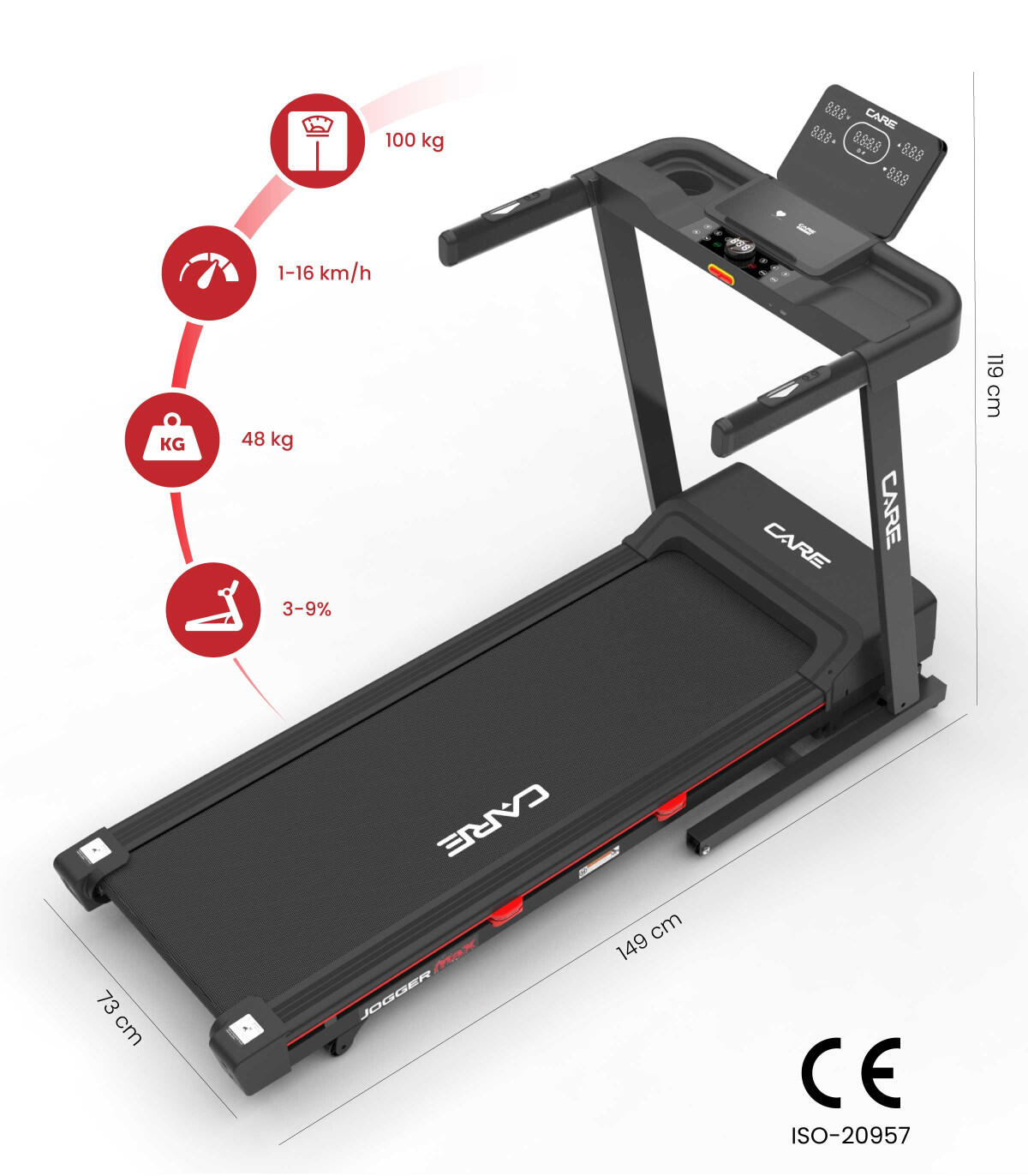 Tapis de course connecté - 16km/h - CARE - Jogger max - KINOMAP 2/8