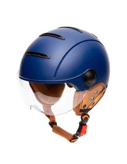 Casque jet vintage ajustable Tandem Blue Matt