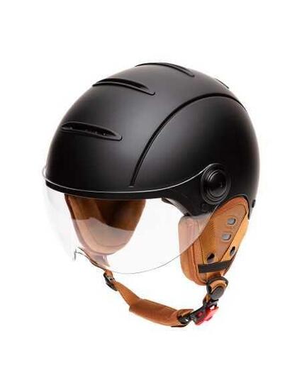 Casque jet vintage ajustable Tandem Black Matt