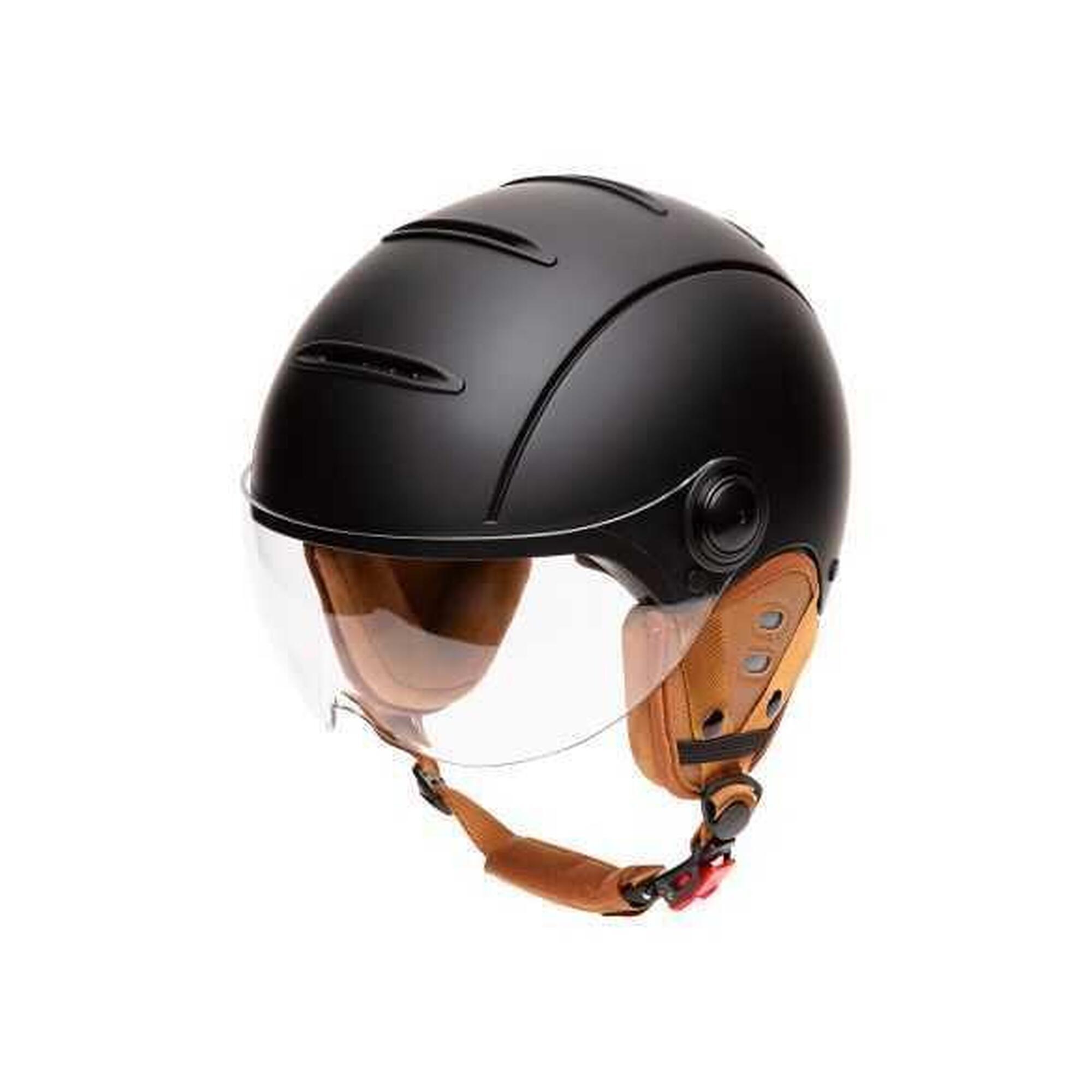 Marko Helmets - Casque Jet Vintage Ajustable Tandem Black Matt - Casque - Noir - 55-58 Cm - Decathlon