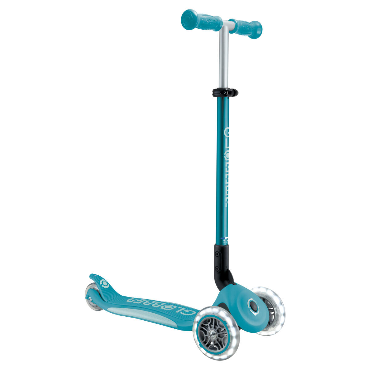 Globber - Primo Foldable Lights Plus V2 Aqua Bleu / Pastel Bleu - Trottinette - Bleu - Taille Unique - Decathlon