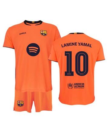 Kit Junior FC Barcelone Third 2025/26 Lamine Yamal N°10 Orange