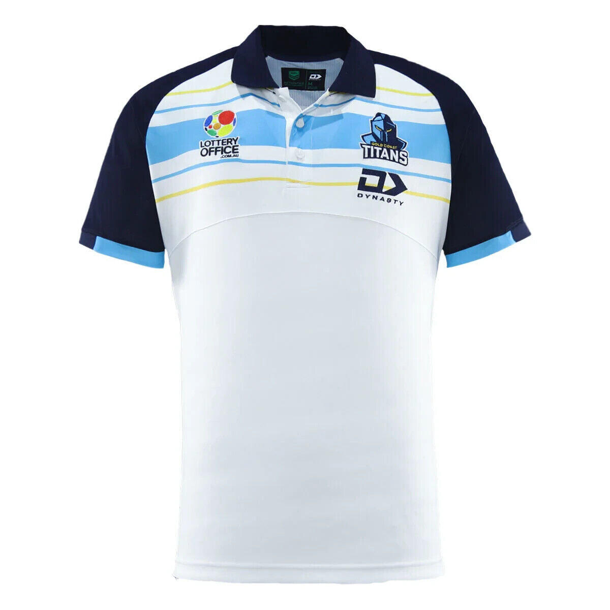 NRL 2025 Heritage Polo Shirt - Gold Coast Titans - White - Adult - Mens