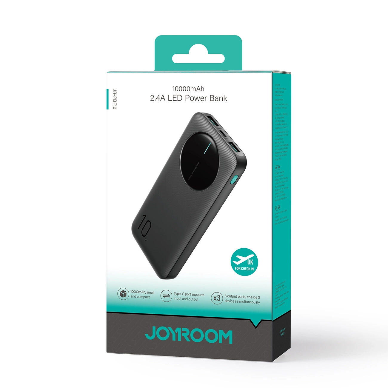 Bateria externa Joyroom 10000mAh 2.4A 2x USB-A 1x USB-C 5/6