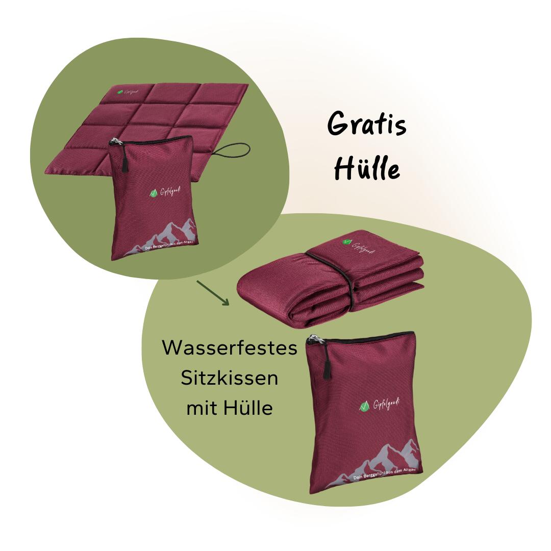 Outdoor Sitzkissen (Burgund) inkl. Tasche - Ultraleicht & faltbar für Unterwegs 3/8