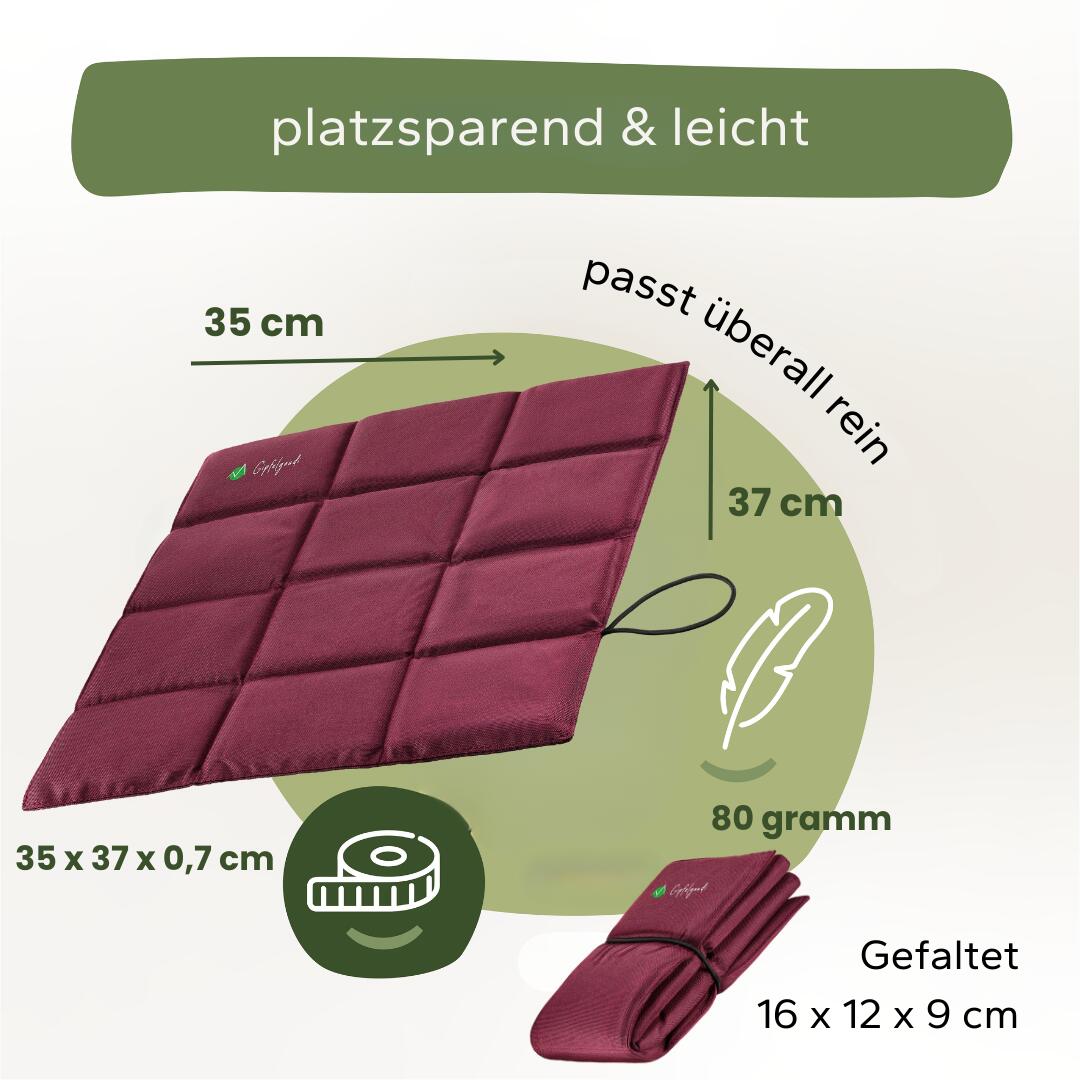 Outdoor Sitzkissen (Burgund) inkl. Tasche - Ultraleicht & faltbar für Unterwegs 2/8