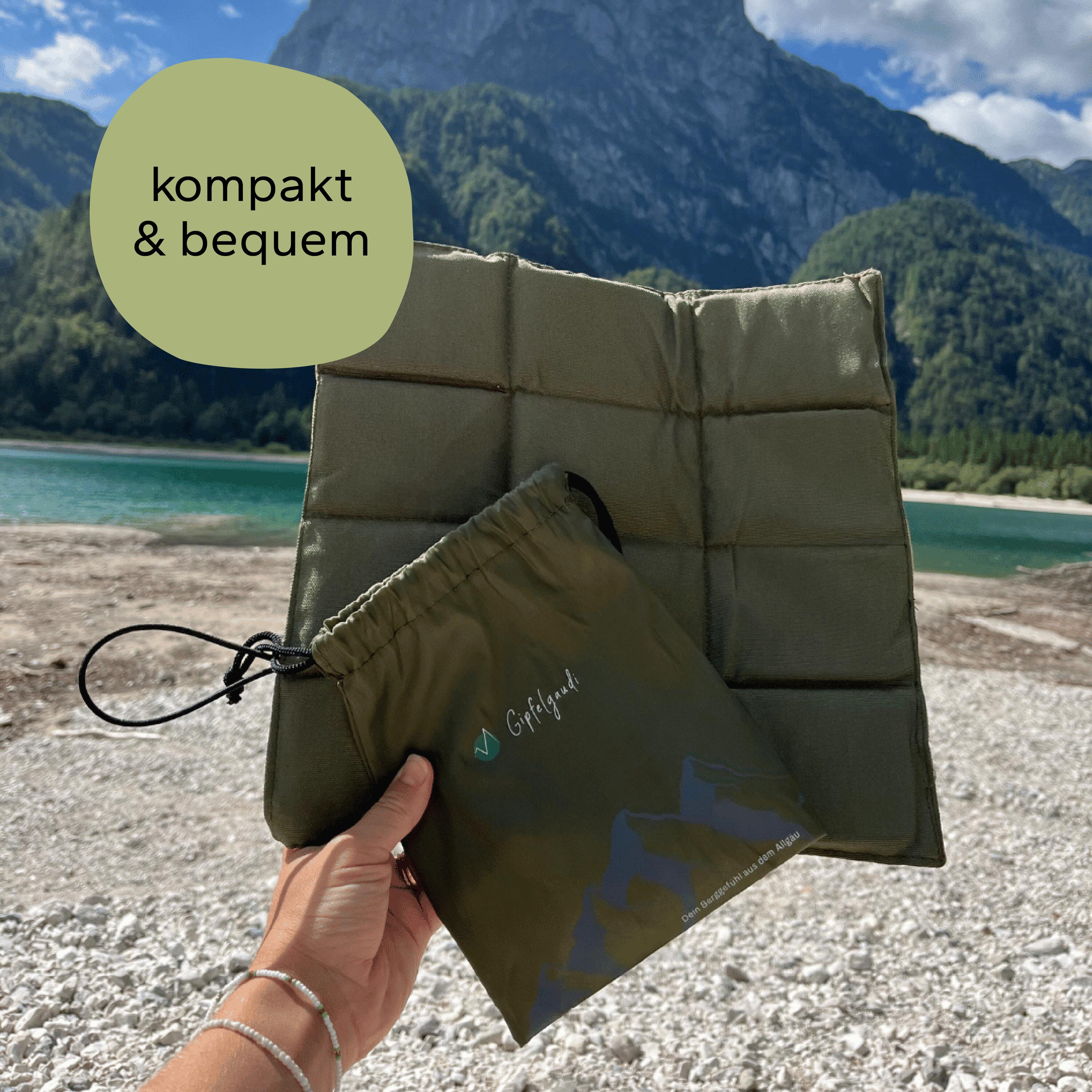 Outdoor Sitzkissen (Khaki) inkl. Tasche - Ultraleicht & faltbar für Unterwegs 6/9