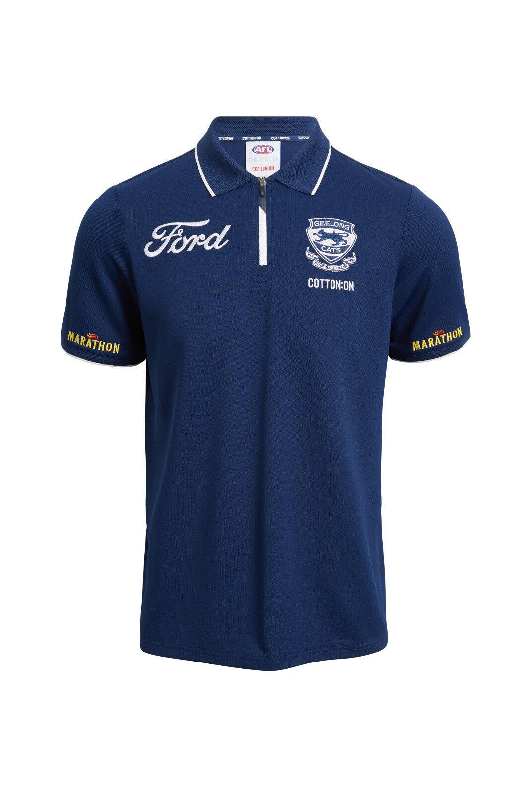 AFL 2025 Media Polo Shirt - Geelong Cats - Adult - Mens - Navy