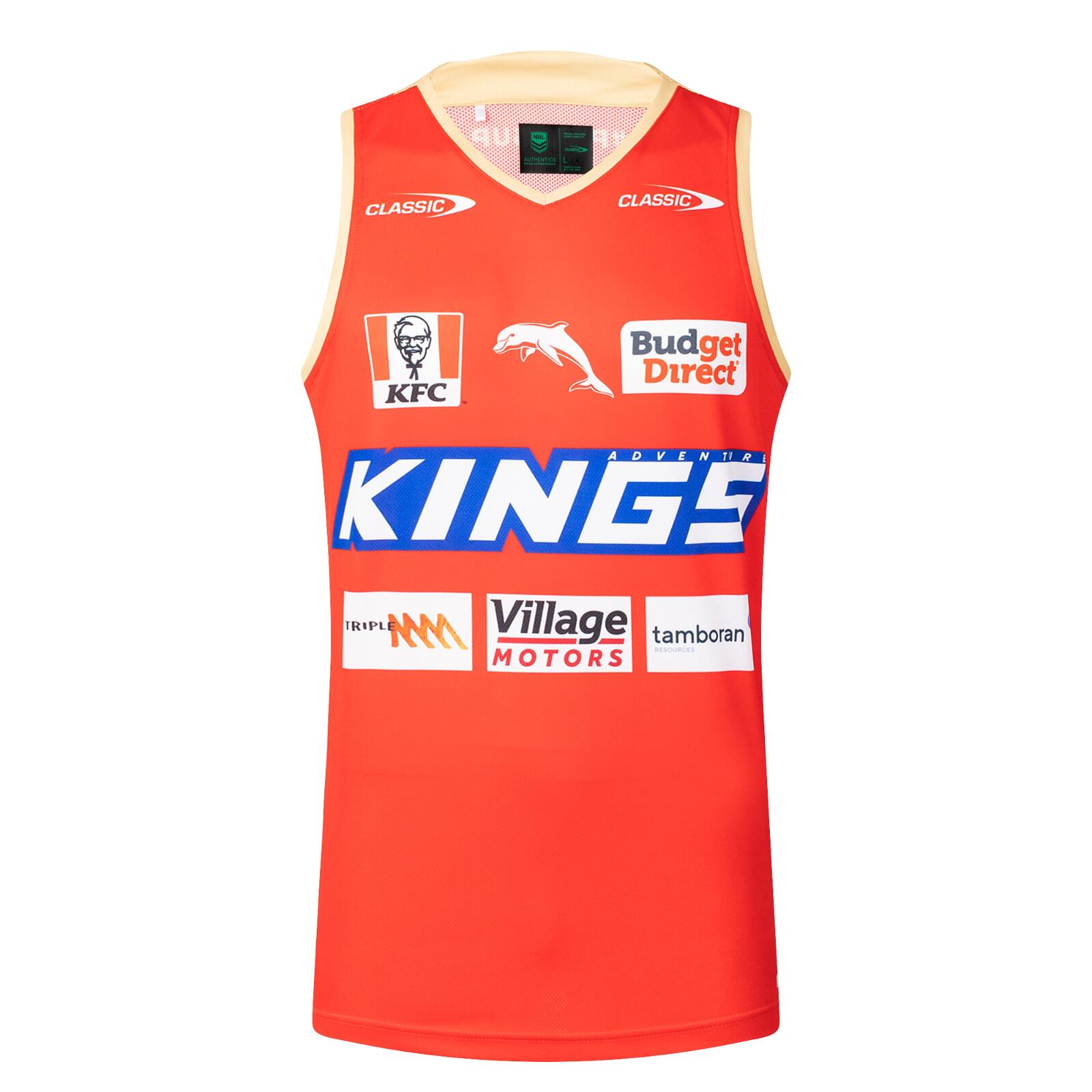 NRL 2025 Training Singlet - Dolphins - Red - Adult - Mens