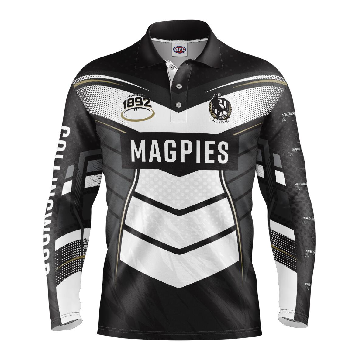 AFL 'Cyber' Fishing Shirt - Collingwood Magpies - Adult - Mens - Polo