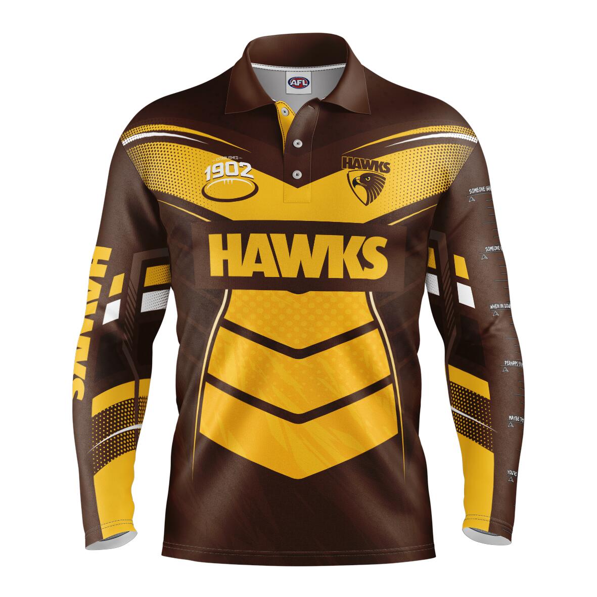 AFL 'Cyber' Fishing Shirt - Hawthorn Hawks - Adult - Mens - Polo