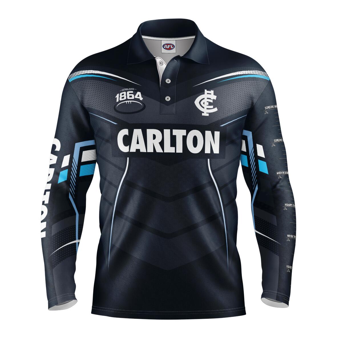 AFL 'Cyber' Fishing Shirt - Carlton Blues - Adult - Mens - Polo