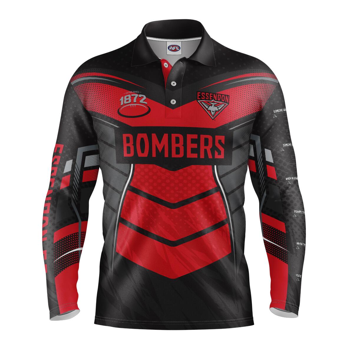 AFL 'Cyber' Fishing Shirt - Essendon Bombers - Adult - Mens - Polo