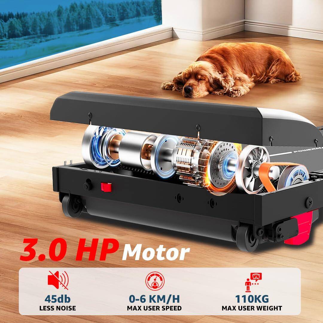 Powermax Fitness Walkpad-2 Under-Desk Treadmill for Home Use, 4.0 HP Motor, 2% Manual Incline, 130kg Weight Capacity -  3
