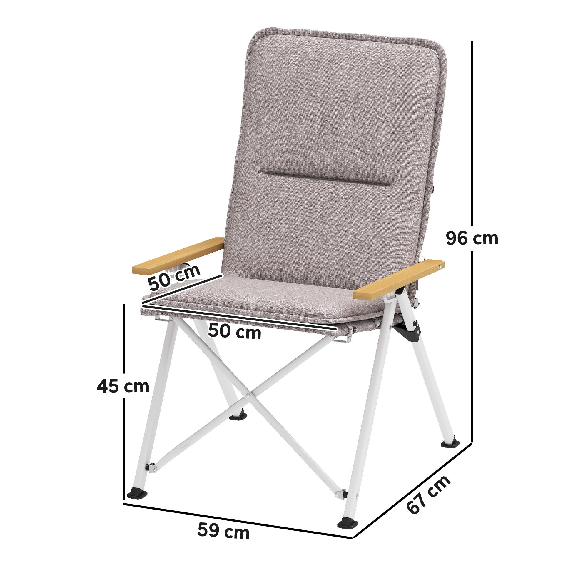 Sillas de Camping Outsunny 59x67x96 cm Gris Claro 3/7