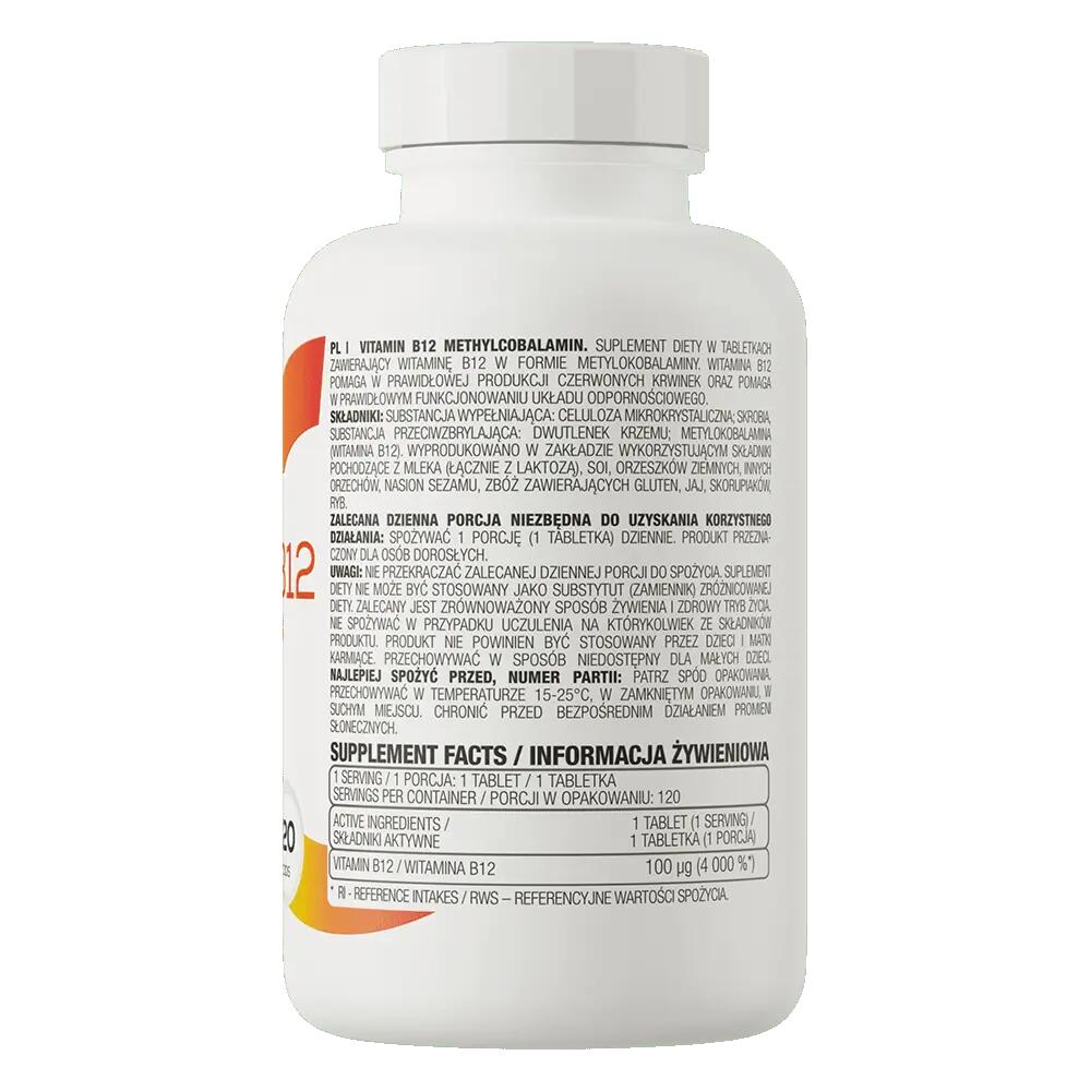 OstroVit Witamina B12 Metylokobalamina 100 µg 120 tabletek 3/3