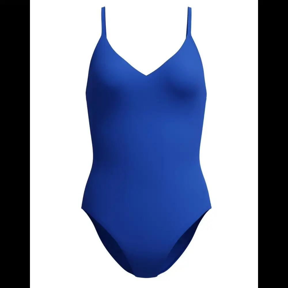 Speedo Solid V Neck Swimsuit - Blue