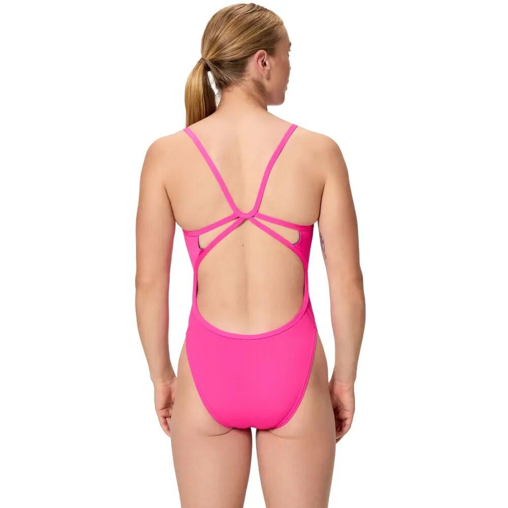 Speedo Damesbadpak met effen webrug - Opvallend roze 2/7